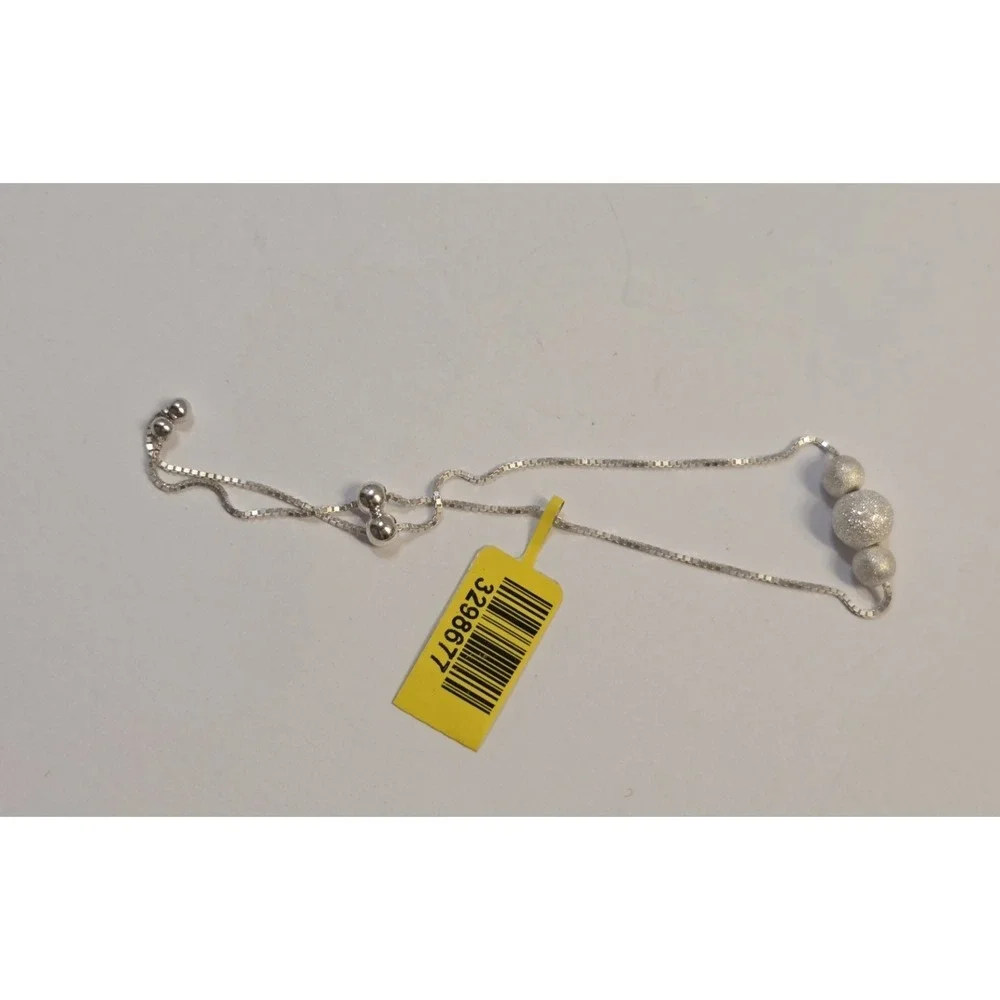 Sterling Silver Bolo Slide Adjustable‎ Ball Bracelet Box Chain 8.5